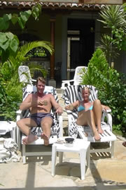 Marco and Ellen of El-Club work on their tans